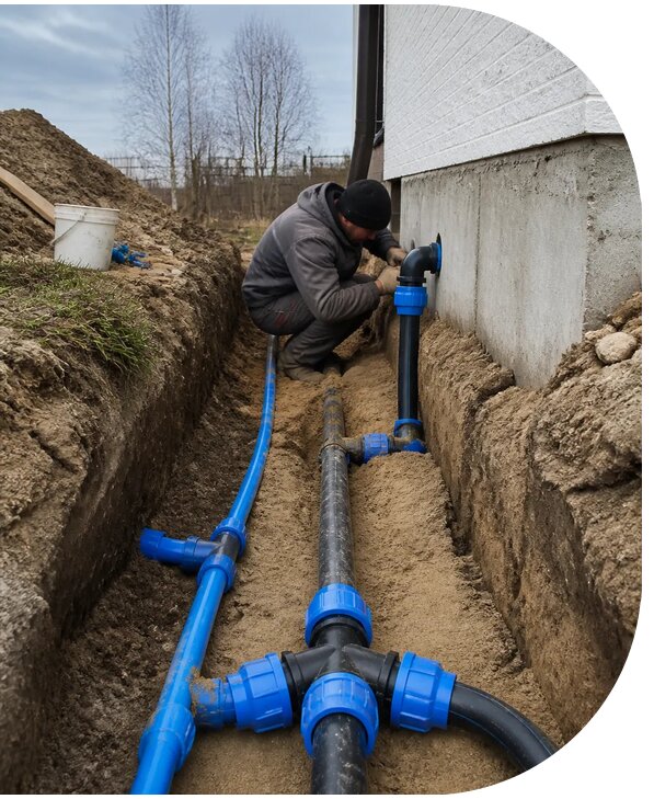 Монтаж наружного водопровода на участке под ключ в Ноябрьске